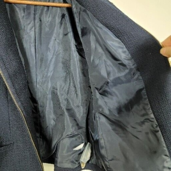 Talbots Women's Size 16 Navy Blue Blazer Jacket Gold Hardware Full Zip - Picture 4 of 8